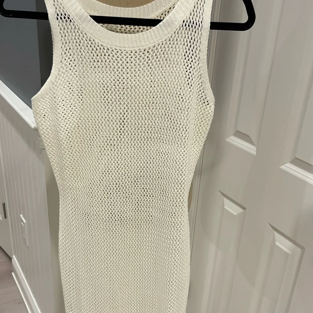 Lulus Sandy Cove Cream Sheer Crochet Swim Cover-up - Picture 7 of 11